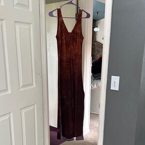 Velvet Ombre Sleeveless Red to Purple Maxi Dress